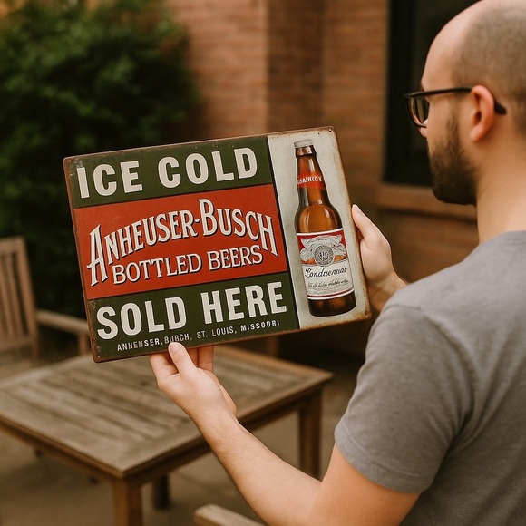 Anheuser Busch Budweiser Bud Bottle Vintage Weathered Look Metal Tin Sign #2081 - Picture 5 of 5